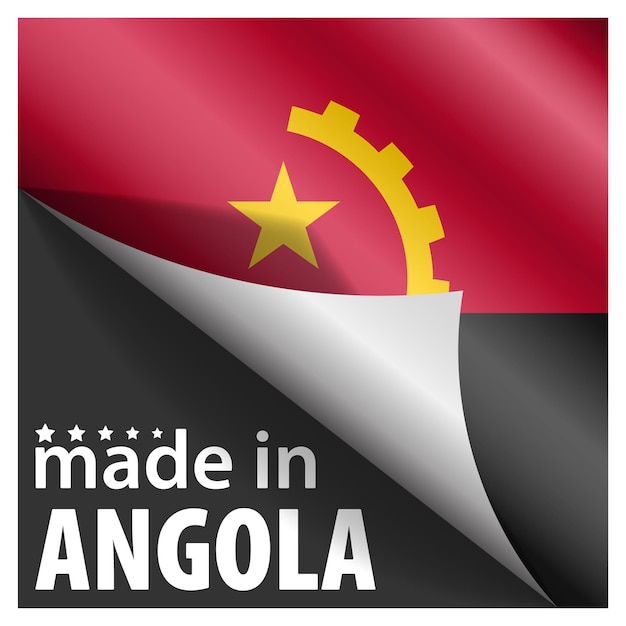 Vetor fabricado em angola gráfico e rótulo