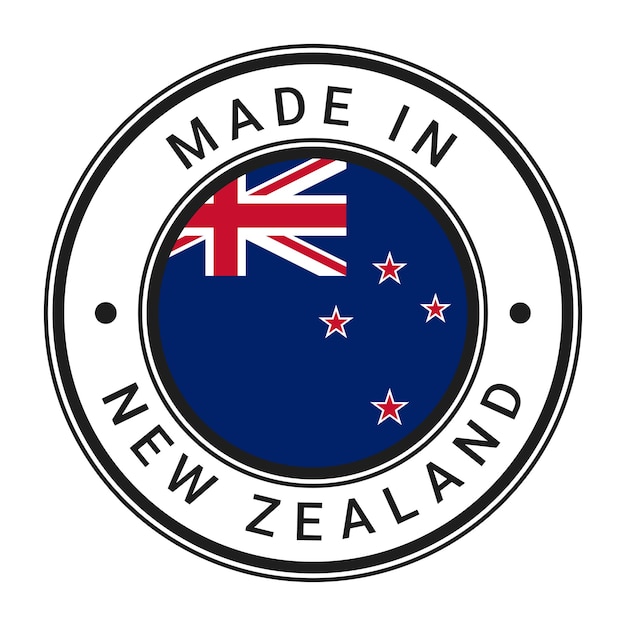 Fabricado na Nova Zelândia adesivo de selo redondo com ilustração vetorial da bandeira
