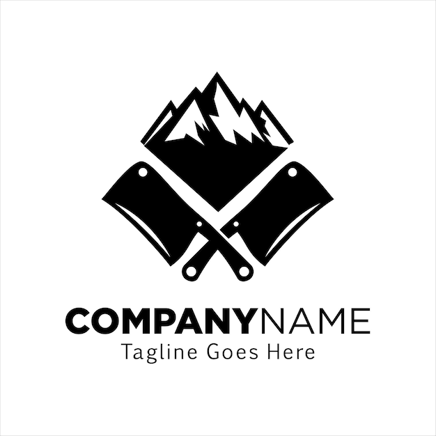 Faca com design de logotipo de montanha