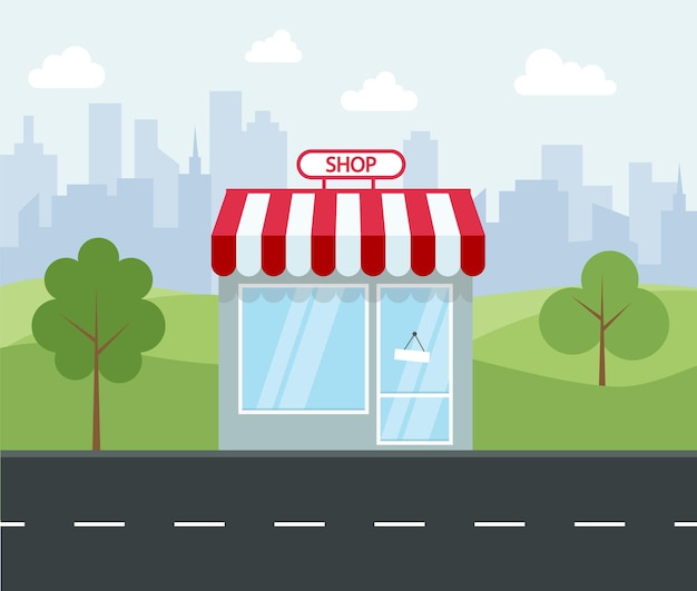 Faça compras no fundo da natureza e da cidade grande. ilustração vetorial esp 10