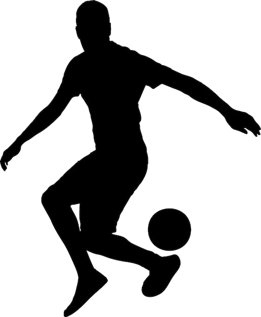 Vetor faça malabarismos com uma silhueta de vetor de bola de futebol bola de pessoa masculina de futebol quicando conceito de silhueta