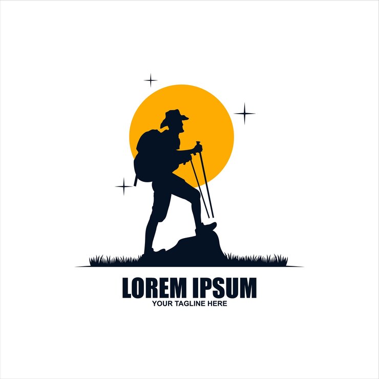 Vetor faça um vetor de logotipo de caminhada com design de ilustração de símbolo de caminhada de homem