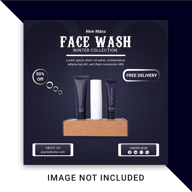 Vetor face wash mídia social e modelo de postagem no instagram premium vector