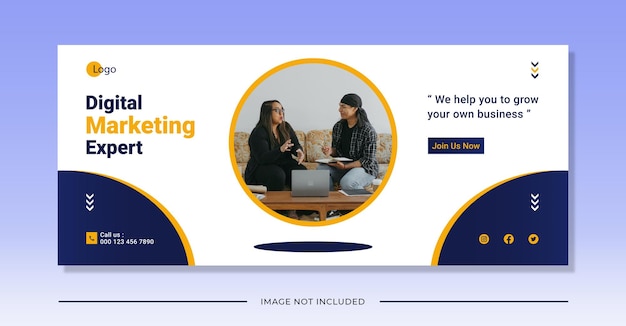 Facebook de negócios especialista em marketing digital ou modelo de banner de capa da web