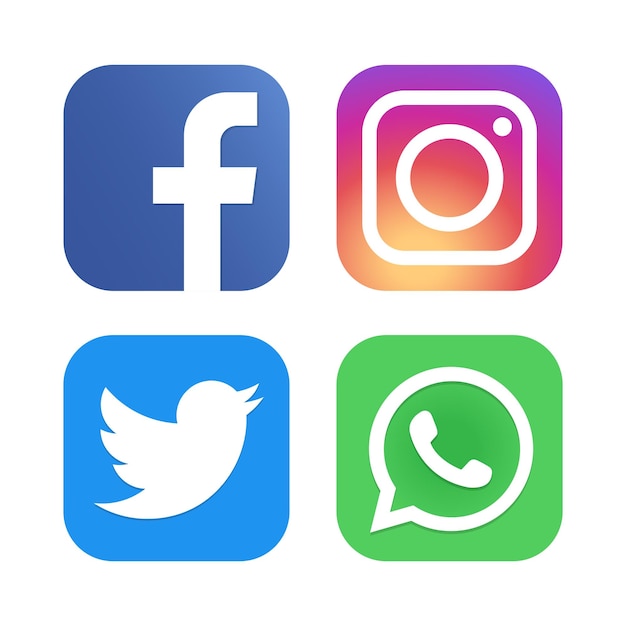 Facebook instagram twitter whatsapp coleção de ícones populares de mídia social