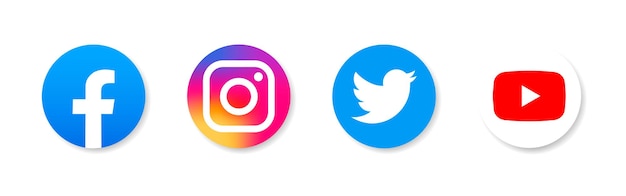 Facebook Instagram Twitter YouTube Coleção de logotipo popular de mídia social Vector ilustração editorial Rivne Ucrânia abril 102023