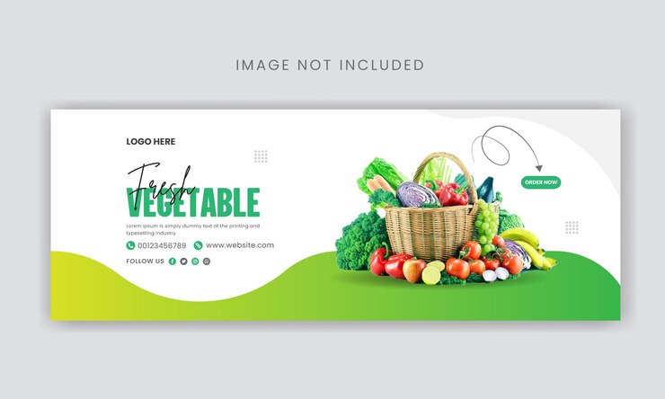 Facebook vegetal fresco ou modelo de design de capa de mídia social vetor premium