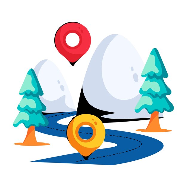 Fácil de usar ícone plano da localização da montanha