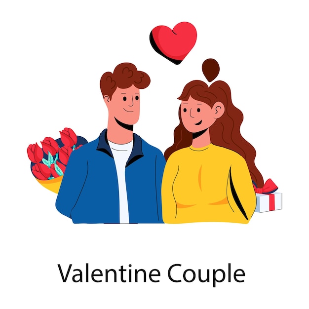 Vetor fácil de usar ícone plano de casal de valentino