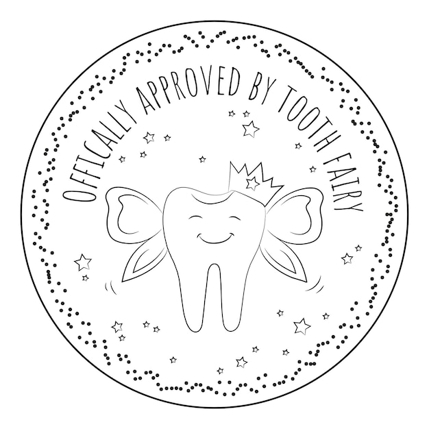 Fada do dente, adesivo de fada do dente, aprovado oficialmente pela fada do dente, adesivo infantil, adesivo de dentista,