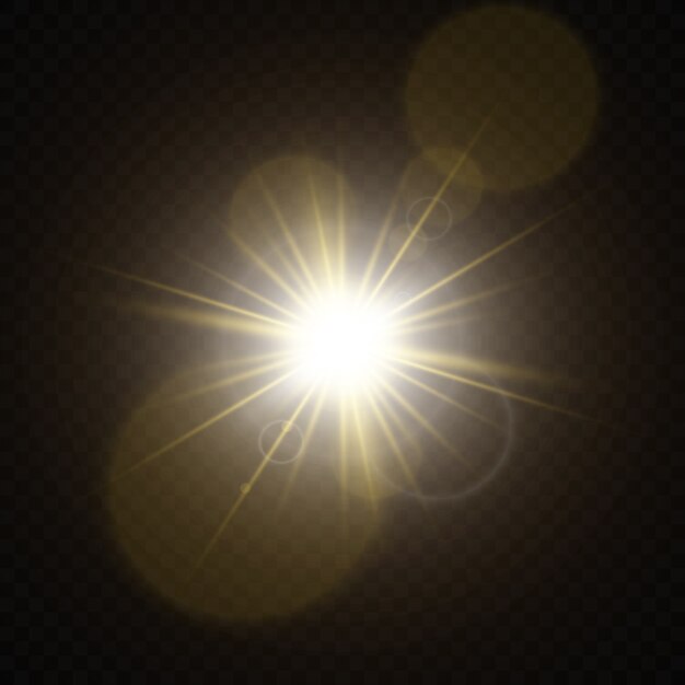 Vetor faíscas e estrelas douradas brilham com efeito de luz especial. brilha em fundo transparente. partículas de poeira mágica cintilantes.