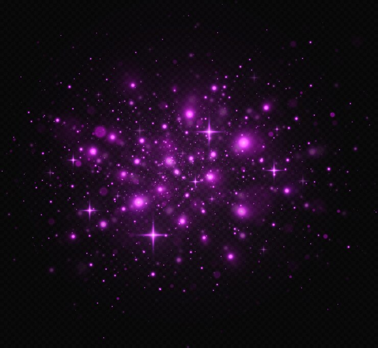 Vetor faíscas roxas e estrelas brilham efeito de luz especial