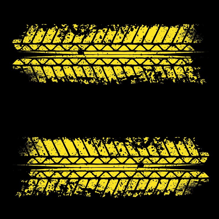Vetor faixa amarela de faixa de pneu horizontal grunge