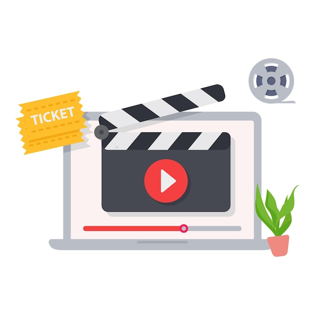 Faixa de filme de cinema on-line e banner de produção cinematográfica