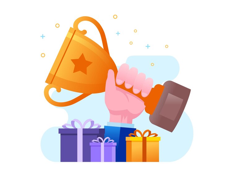 Vetor faixa de ilustração vetorial plana troféu conquista