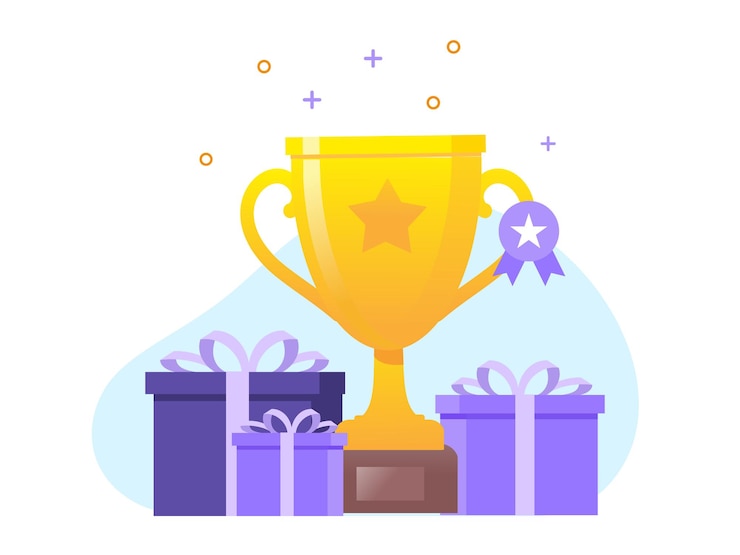 Vetor faixa de ilustração vetorial plana troféu conquista