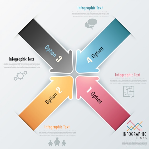 Faixa de opções de infografia moderna com setas