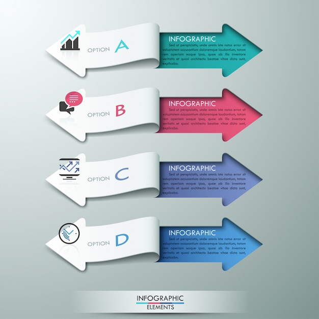 Faixa de opções de infográfico estilo moderno papel seta