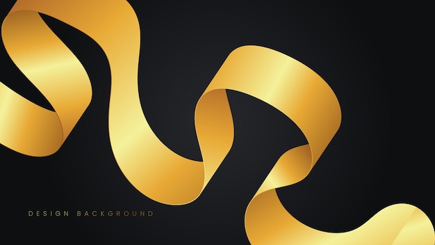 Faixa de ouro Wave 3D em fundo preto de gradiente