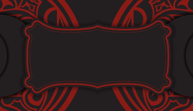 Faixa preta com ornamentos da polinésia e lugar para o seu logotipo. modelo para imprimir o fundo do projeto com padrões luxuosos.