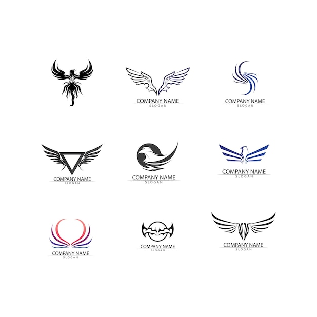 Falcon eagle bird logo template ícone do vetor