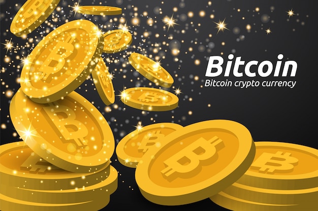 Fallco Bitcoin dourado em fundo escuro