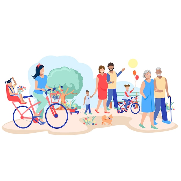 família a caminhar no parque