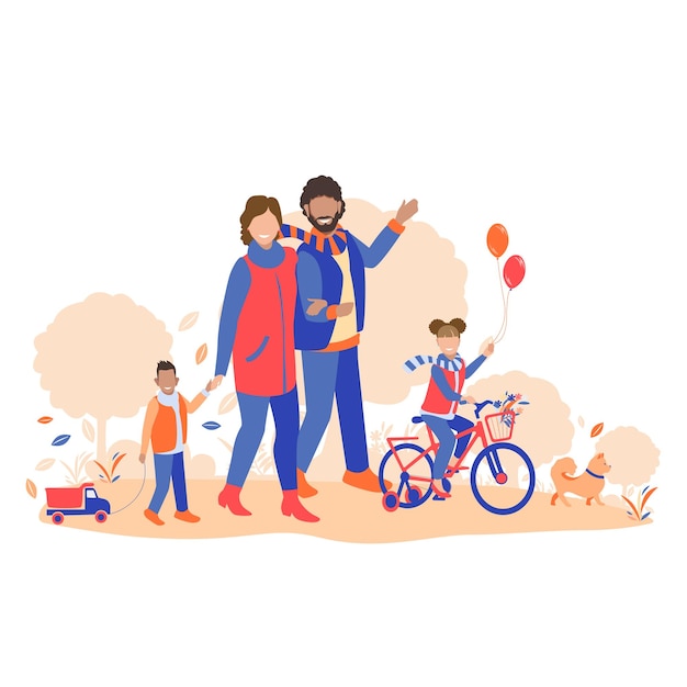 família a caminhar no parque