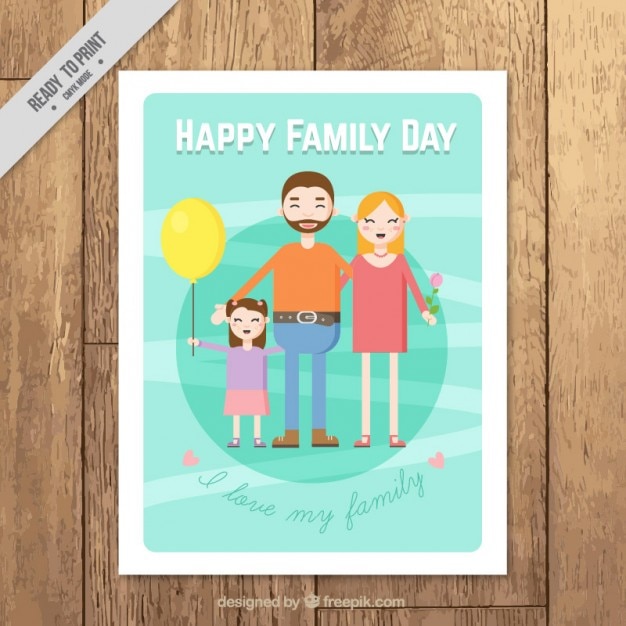Família bonito com sua pequena placa-filha