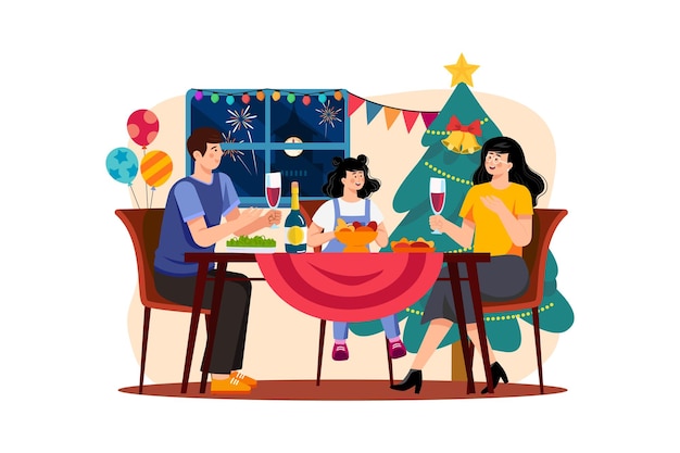 Família com jantar de natal juntos