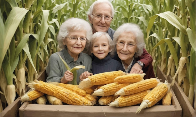 família feliz de três segurando espiga de milho no milho família feliz de três segurando espiga de milho no milho feliz