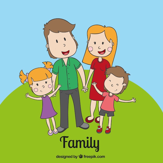 Família feliz esboçado