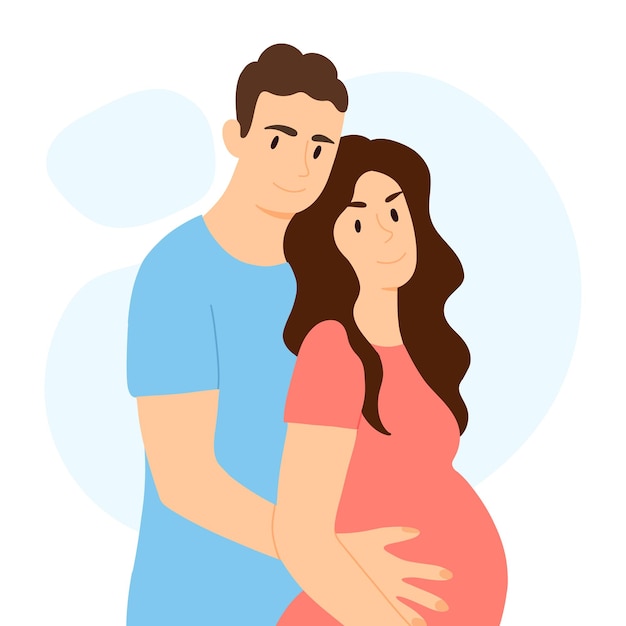 Família feliz esperando um filho Ilustração vetorial do marido e da esposa grávida Conceito de espera de bebê