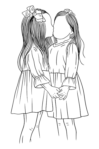 Fundo Desenho Bonito De Meninas Sentadas Uma Ao Lado Da Outra Fundo, Imagem  Bff Para Desenhar, Jovem, Desenho Imagem de plano de fundo para download  gratuito