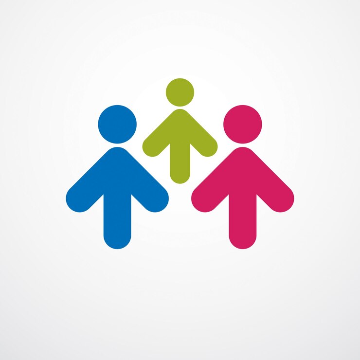 Vetor família feliz logotipo de vetor simples ou ícone criado com sinais geométricos de pessoas. relação terna e protetora de pai, mãe e filho.