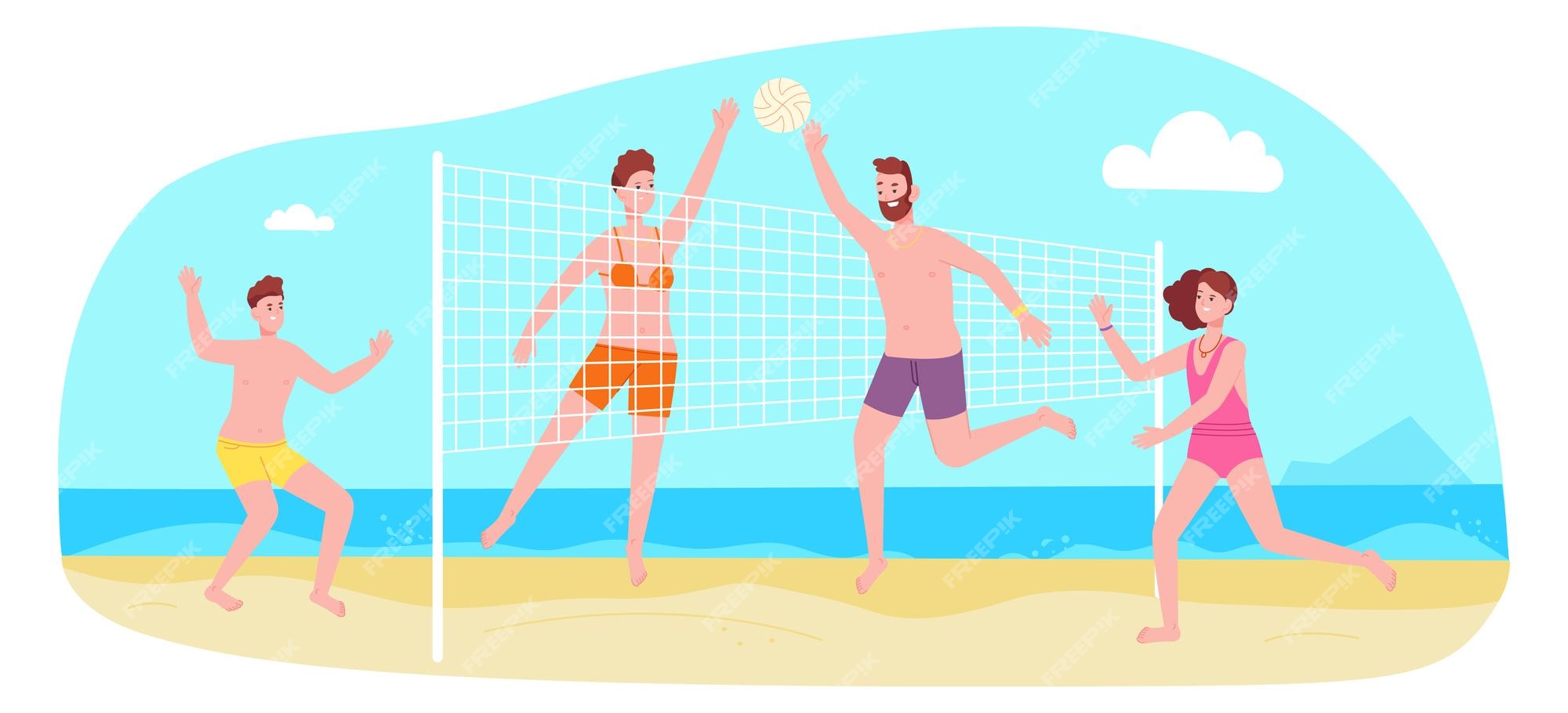 Pessoas Jogando Vôlei Na Praia Royalty Free SVG, Cliparts, Vetores, e  Ilustrações Stock. Image 165101184