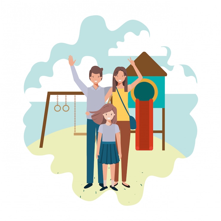Vetor família no personagem de avatar parque infantil
