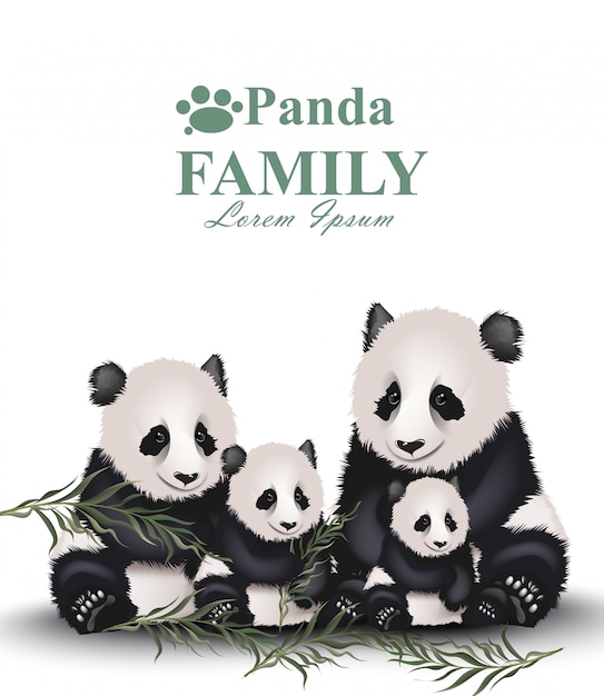 Vetor família panda