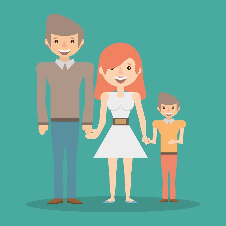 Vetor família sorrindo juntos relação