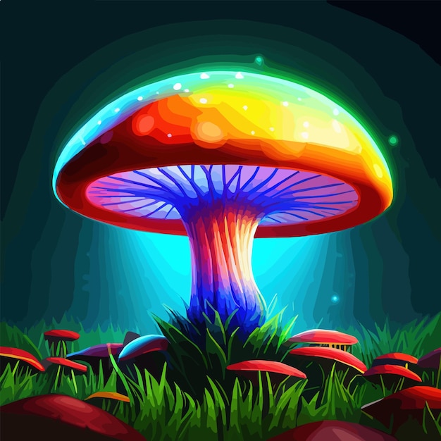 Fantasia encantada floresta de conto de fadas com cogumelo mágico belo macro de cogumelo mágico fungo