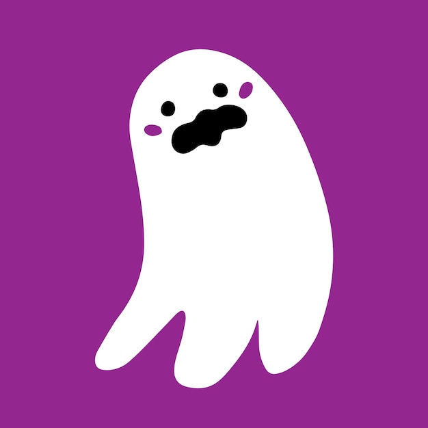 Fantasma assustador fofo em um fundo roxo ilustração com personagem fantasma