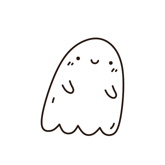 Fantasma bonito e engraçado isolado em fundo branco ilustração de