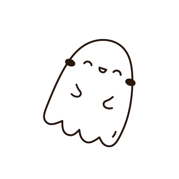 Engraçado Desenho Animado Mão Desenhada Doodle Fantasma Dizendo