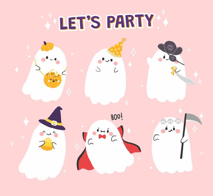 Fantasma bonito na coleção de festa de Halloween.