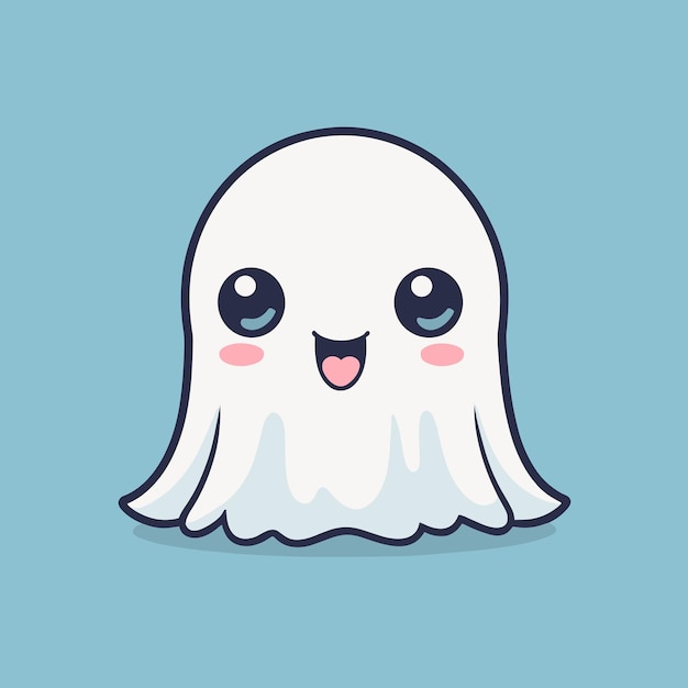 Fantasma de desenho animado adorável desenho vetorial de ilustração de personagens kawaii