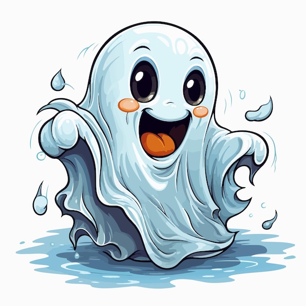 Vetor fantasma de halloween com fundo branco