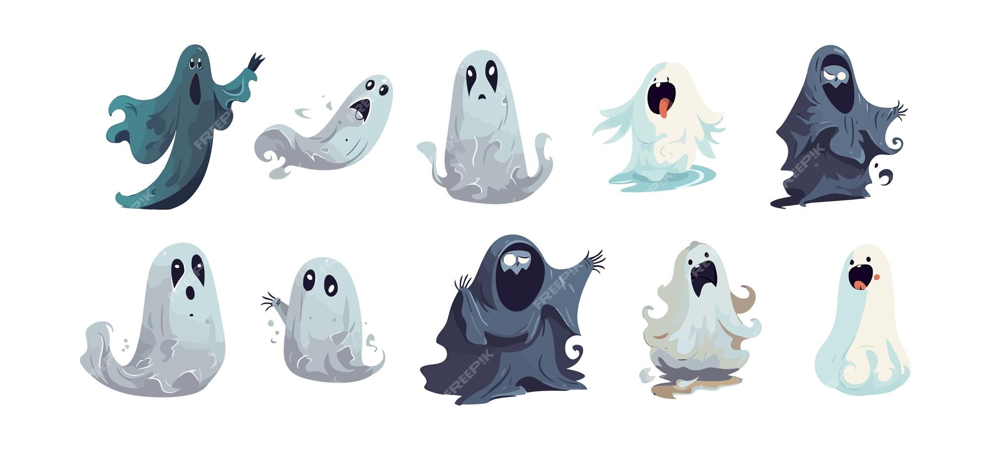 ilustração em vetor de halloween pequena linha de desenho animado fantasma  em fundo branco. 10443971 Vetor no Vecteezy