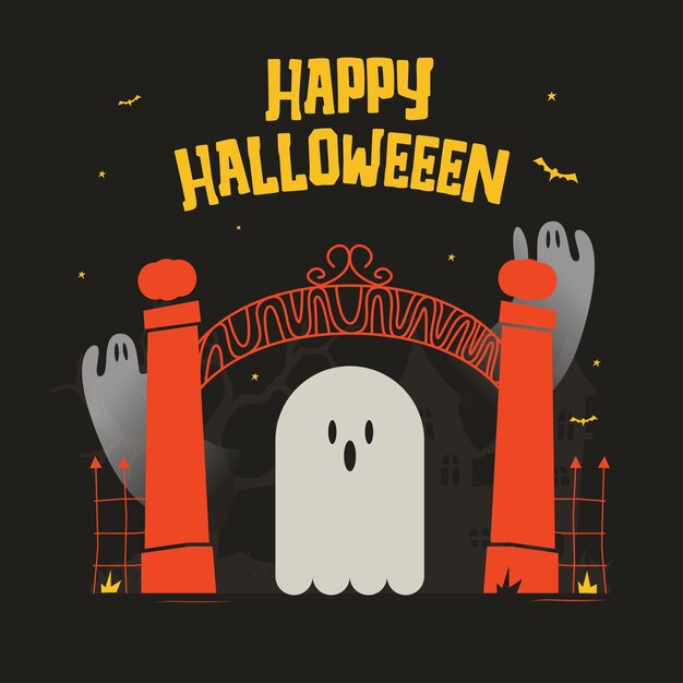 Vetor fantasma de halloween em estilo design plano