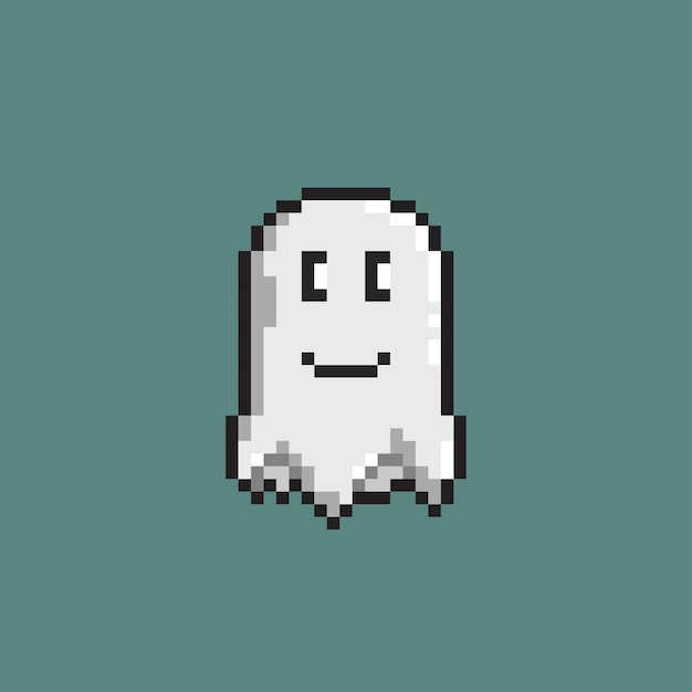 Fantasma sorridente fofo no estilo pixel art