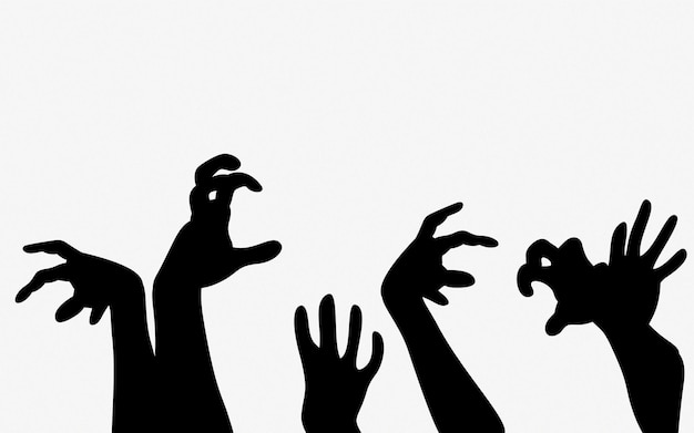 fantasma zombie fantasma mão silhueta vetor desenhado à mão